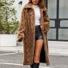 Rkwins Winter Coats for Women Long Faux Fur Cardigan Leopard Print Fuzzy Jacket Fleece Trench Coat Elegant Cardigan Coat view 2