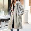 Rkwins Winter Coats for Women Long Faux Fur Cardigan Leopard Print Fuzzy Jacket Fleece Trench Coat Elegant Cardigan Coat view 2