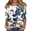 3/4 Sleeve Tops for Women Camo Thermal Casual Winter Shirts Dressy Fleece Linen Layering Crew Neck Sweatshirt Loose Fit Three Quarter Blouses Soft Cotton Trendy Sweaters Outfits 2025, White, 3XL view 2