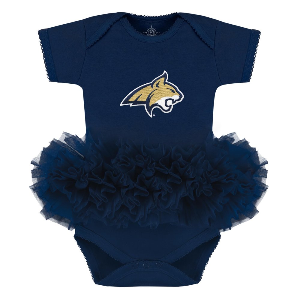 Creative Knitwear College Baby Tutu Bodysuit Dress - Montana State Bobcats Logo, Navy, 12 Months, for Girls
