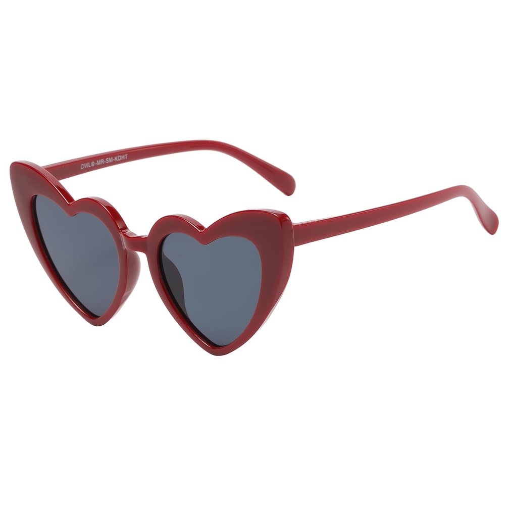 OWL Kids Heart Shaped Sunglasses, Girls Stylish Frames with Tinted and Clear Lenses, UV 400 Protection Polycarbonate Lens (Maroon)