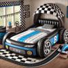 Justina James Inflatable Race Car Bed - PuffyPlay Designs - Blue - (Mattress Not Included) view 1