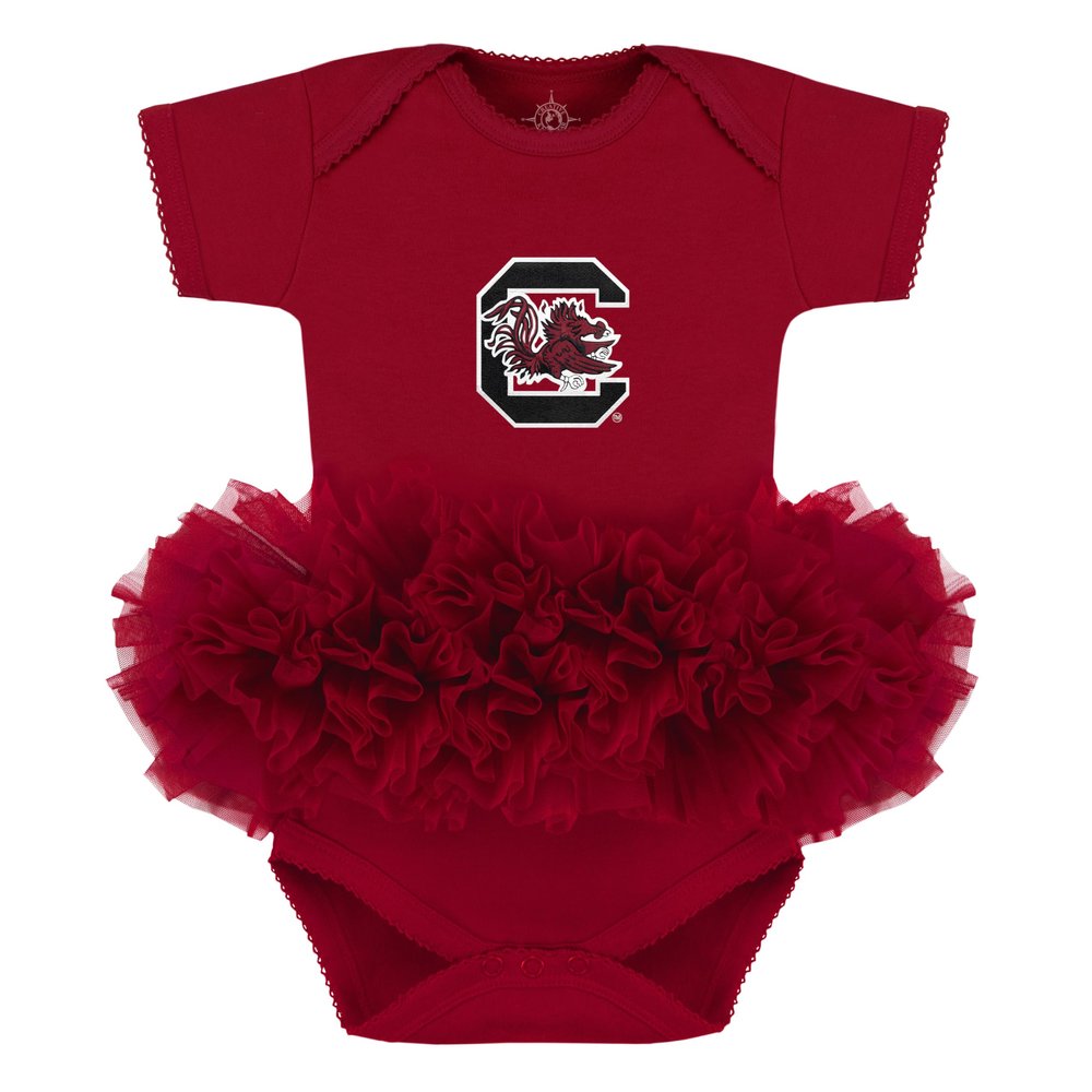 Creative Knitwear College Baby Tutu Bodysuit Dress - South Carolina Gamecocks Logo, Garnet, 6-9 Months, for Girls