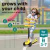 SereneLife 3 Wheel Scooter for Toddlers and Kids  Foldable Kid Scooter with LED Wheels, Adjustable Handlebar, Rear Brake, Anti-Slip Deck  Suitable for Ages 37, Up to 110 lbs view 4