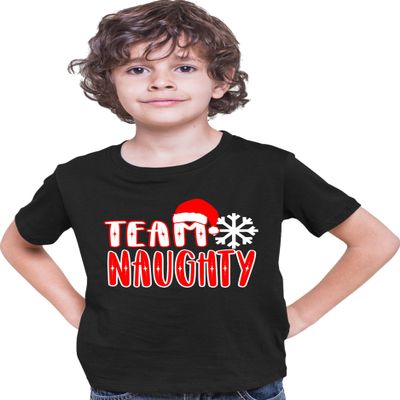 Small Black Youth Team Naughty Funny Christmas Eve Morning Party T-Shirt