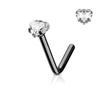 316L Surgical Steel 18G Black Nose Rings 2.5mm Heart CZ L Shaped Nose Studs for Women 6mm 1/4 Inch L-Shape Nostrial Piercing Jewerly Stainless Steel Nose Ring view 1