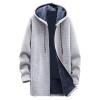 NATHGAM Mens Hooded Cardigan Sweater Coat Fuzzy Fleece Sherpa Lined Thicken Long Hooded Jacket Warm Vintage Knitted Outerwear view 1