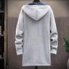 NATHGAM Mens Hooded Cardigan Sweater Coat Fuzzy Fleece Sherpa Lined Thicken Long Hooded Jacket Warm Vintage Knitted Outerwear view 2