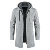 NATHGAM Mens Hooded Cardigan Sweater Coat Fuzzy Fleece Sherpa Lined Thicken Long Hooded Jacket Warm Vintage Knitted Outerwear view 3