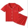 QZH.DUAO 100% Cotton Pajamas Set, Girls PJ Set Button Down Short Sleeve pjs Sleepwear Nightwear Loungewear for girl, Red, 13-14 Years view 1