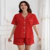 QZH.DUAO 100% Cotton Pajamas Set, Girls PJ Set Button Down Short Sleeve pjs Sleepwear Nightwear Loungewear for girl, Red, 13-14 Years view 4