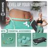 Adjustable Height Aerobic Stepper Set with 2 Dumbbells & Measuring Tape, Workout Exercise Step Platform w/Level Risers, Green Black, the Ultimate Gift for a Joyful Holiday and Merry Christmas view 2
