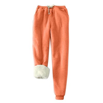Mkdisnta Womens Sweatpants Fleece Sherpa Lined Sweatpants with Pocket Thermal Leggings Winter Warm Sherpa Lined Joggers Fleece Lined Joggers Women,Watermelon Red,5XL