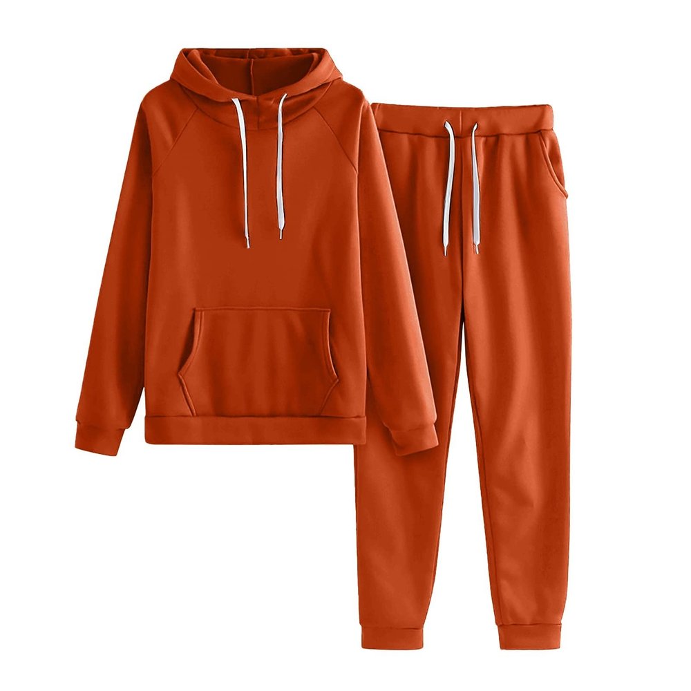 jogging suits for women Womens 2 Piece Outfits Lounge Hoodie Sweatsuit Sets Oversized Sweatshirt Baggy Fall Comfy Sweatpants with Pockets Orange