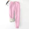 Mkdisnta Womens Sweatpants Fleece Sherpa Lined Sweatpants with Pocket Thermal Leggings Winter Warm Sherpa Lined Joggers Fleece Lined Joggers Women,Pink,2XL view 2