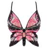 Hoohu Womens Indian Belly Dance Costumes Performance Outfits Butterfly Bandage Padded Bra Sequin Pearl Embroidery Tank Top view 1