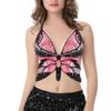 Hoohu Womens Indian Belly Dance Costumes Performance Outfits Butterfly Bandage Padded Bra Sequin Pearl Embroidery Tank Top view 2