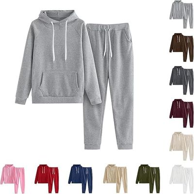 Womens Sweatsuits 2 Piece Set 2024 Casual Hoodies and Pants Sets 2 Piece Outfits Jogger Sets Track Suits Grey