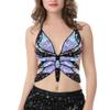 Hoohu Womens Indian Belly Dance Costumes Performance Outfits Butterfly Bandage Padded Bra Sequin Pearl Embroidery Tank Top view 2