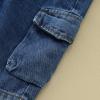 Baby Boys Pull On Jeans Denim Cargo Pants Toddler Kids Loose Elastic Waist Cropped Trouser with Pocket (Blue, 3-4 Years) view 4