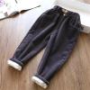 Toddler Flece Lined Corduroy Pants Boys Girls Solid Color Elastic Waist Fit Jogger Trousers Winter (Black, 4-5 Years) view 2