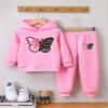 Lorilida Kids Boys Girls 2Pcs Sweatsuit Long Sleeve Butterfly Print Hoodie Sweatshirts with Sweatpants Sports Suit Pink 7-8 Years view 2