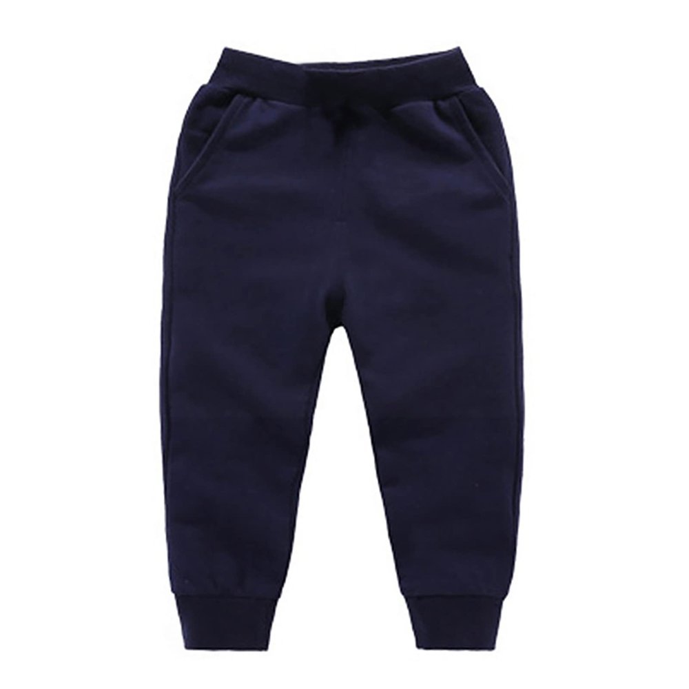Toddler Baby Sweatpants Girls Boy's Cotton Pull On Jogger Pants Kids Solid Elastic Waist Slim Sport (Navy, 5-6 Years)