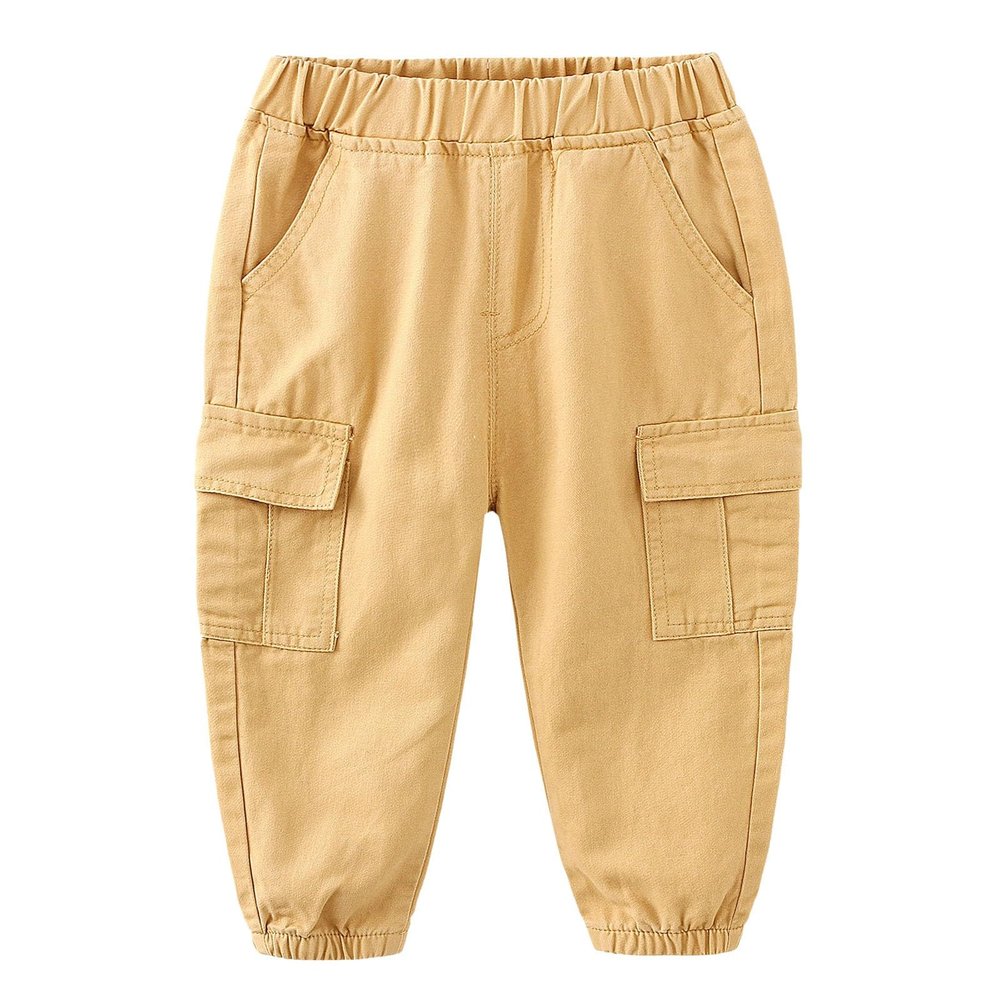 Boys Sweatpants Toddler Solid Cotton Elastic Waist Trousers Pull On Jogger Pants Casual Baby (Khaki, 18-24 Months)
