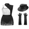 iiniim Women Fringe Leotard Sequin Leotards Rumba Salsa Jazz Dance Outfit with Gloves Hat Dance Costumes Silver XX-Large view 1
