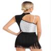 iiniim Women Fringe Leotard Sequin Leotards Rumba Salsa Jazz Dance Outfit with Gloves Hat Dance Costumes Silver XX-Large view 4