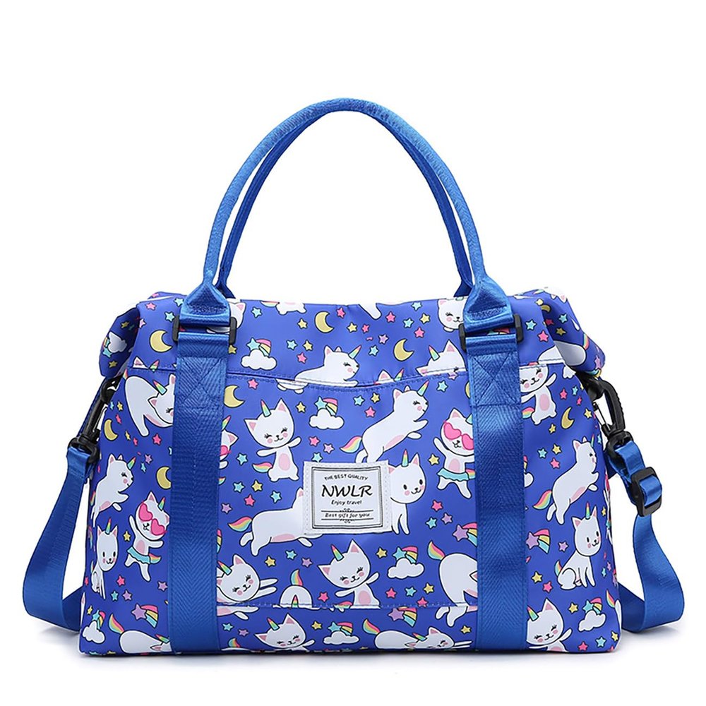 Travel Duffle Bag Weekender Overnight Bag Gym Tote with Dry and Wet Separated Pocket for Women Girls Shoulder Workout Duffel Bag Water Resistant (Rainbow Cats)