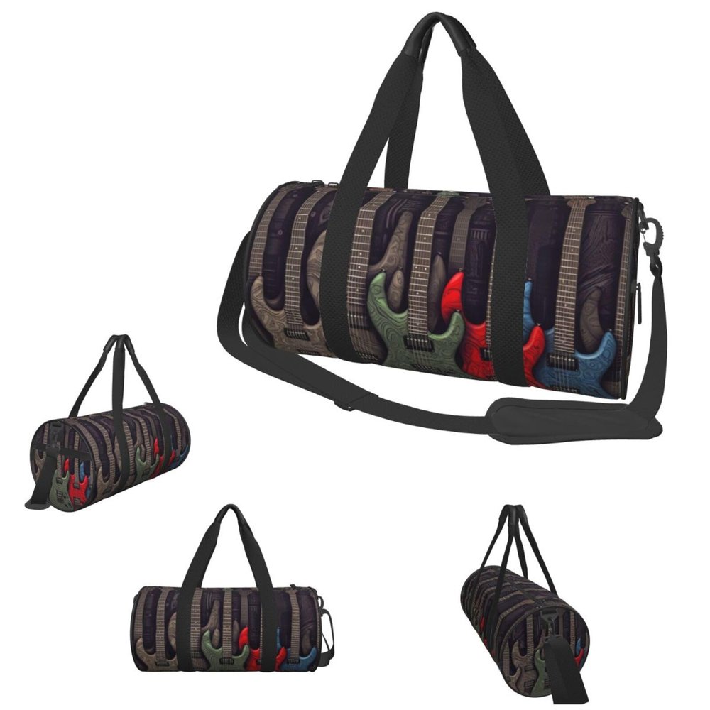 Gym Bags Small Guitar pattern Duffel Bag Overnight Bag with Shoe Compartment Carryon Bag for Men Women