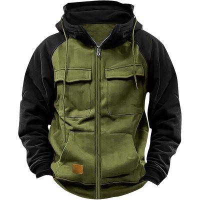 Jacket Mens, Sweatshirts For Men Winter Jacket Mens Men'S Hoodie Full Zip Up Sweatshirt With Pockets Durable Comfortable Outdoor Jackets Army Green Xl