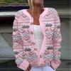 Christmas Sweaters for Women Ugly Funny Xmas Tree Print Button Up Cardigans Fall Winter Vintage Knitted Outerwear Coat view 2
