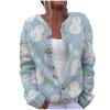 Christmas Sweaters for Women Ugly Funny Xmas Tree Print Button Up Cardigans Fall Winter Vintage Knitted Outerwear Coat view 1