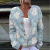Christmas Sweaters for Women Ugly Funny Xmas Tree Print Button Up Cardigans Fall Winter Vintage Knitted Outerwear Coat view 2