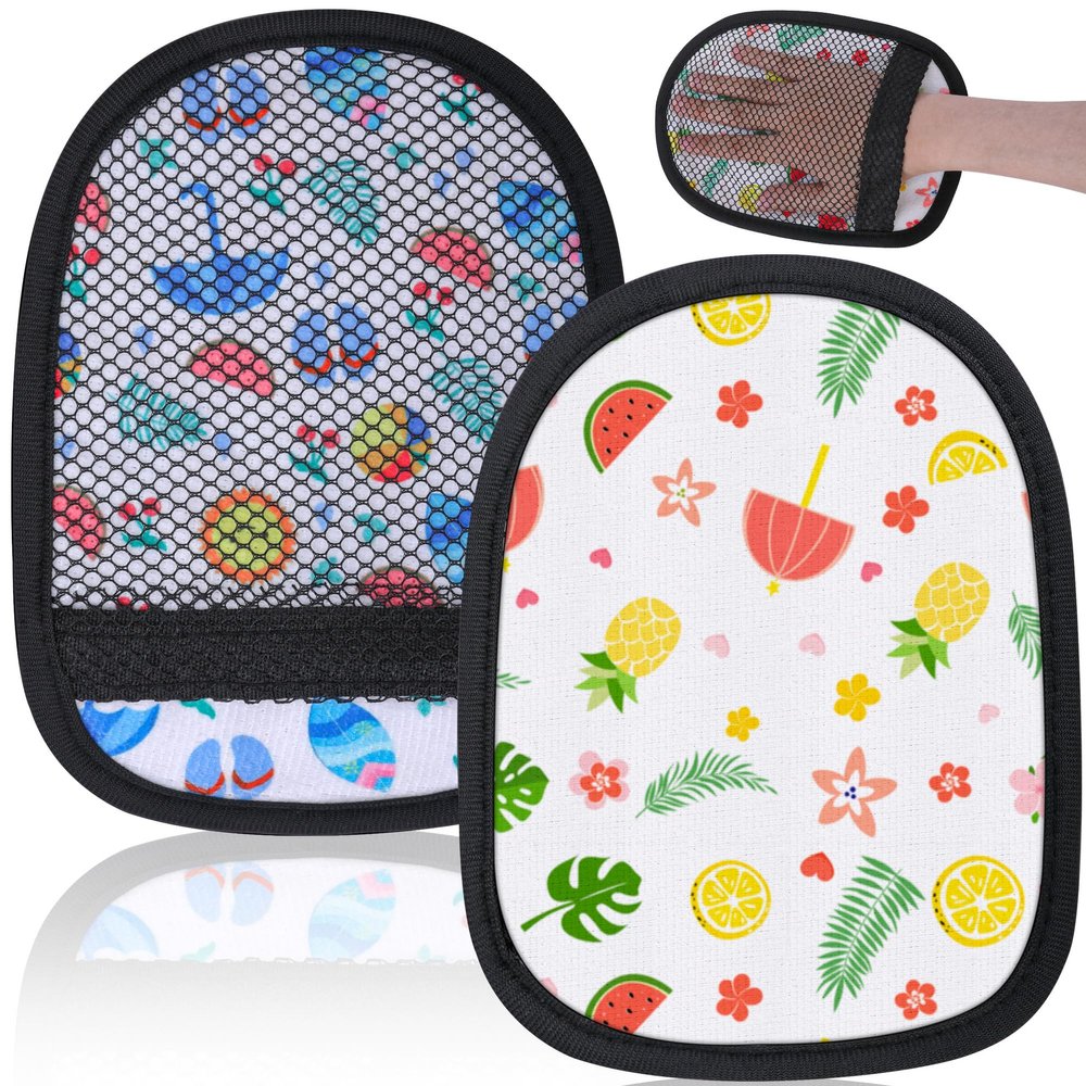 codree 2 Pcs Sand Wipe Off Mitts, Beach Theme Sand Remover for Beach