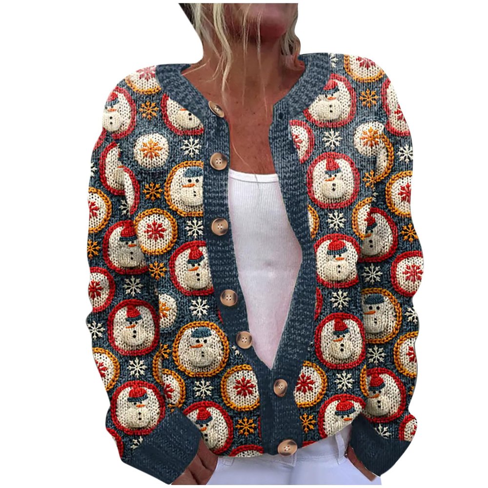NineFit Basics Women's Multicolor Oversized Polka Dot Knit Cardigan-Sweaters, V-Neck, Long Sleeve, Fall, Winter