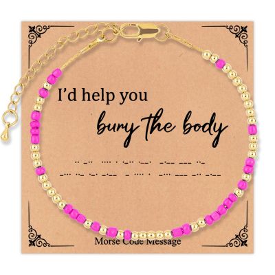 Caiyao I'll Help You Bury the Body Morse Code Bracelet for Women Message Friendship Bracelet Couple Bracelets Birthday Gifts-rose red