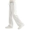 Rolanko Girls Wide Leg Pants High Waist Sweat Pants for Kids Trousers with Pockets Sweatpants (LightGrey, 8-10) view 3