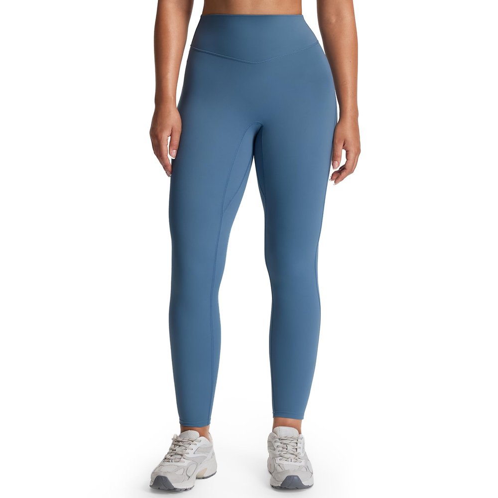 Aoxjox Womens Workout Leggings Metamorph Mid-Rise Hidden Scrunch Tummy Control Gym Training Yoga Pants 28.5" (Steel Blue, X-Small)