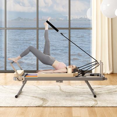 Pilates core Bed, Foldable Home, Yoga Studio with The Same Commercial Fitness Equipment, Beige