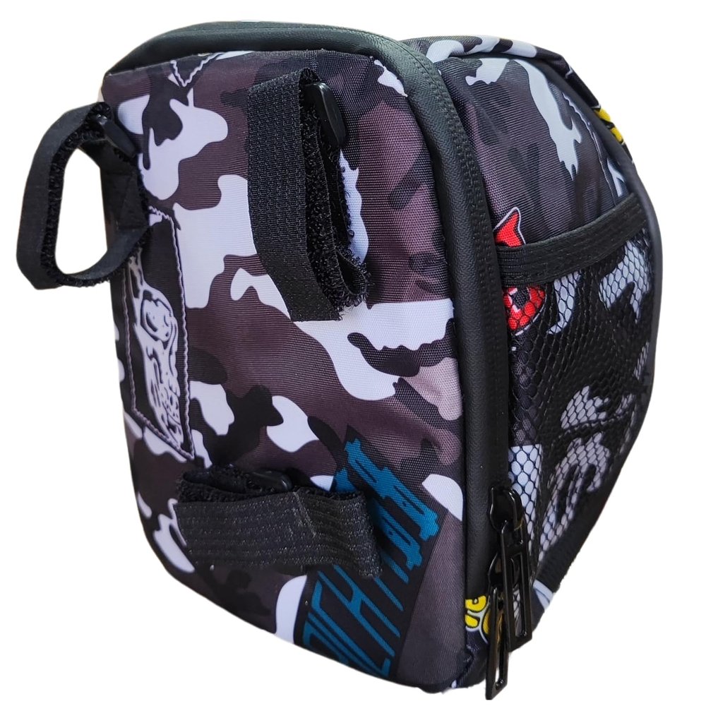 Boxonly Black Camo Bike Handlebar Bag, Water-Resistant Cycling Front Bag, Large Capacity Handlebar Storage for Mountain and Road Bikes, Easy Attachment, 7" x 6" / 19 x 14 cm