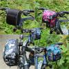 Boxonly Black Camo Bike Handlebar Bag, Water-Resistant Cycling Front Bag, Large Capacity Handlebar Storage for Mountain and Road Bikes, Easy Attachment, 7" x 6" / 19 x 14 cm view 2