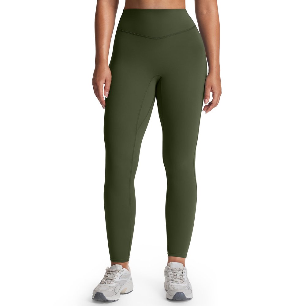 Aoxjox Womens Workout Leggings Metamorph Mid-Rise Hidden Scrunch Tummy Control Gym Training Yoga Pants 28.5" (Olive Green, X-Large)