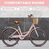 DEYGIA Kids Bike, Cruiser Bike for Girls, 26 inch 7 Speed Kids' Bicycles with Rattan Basket and Adjustable Seat, Lightweight Step Bike for Kids Girls Boys Teenagers, Pink view 3