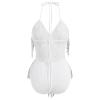 ABAFIP Women's Sequin Fringe Dance Bodysuit Halter V-Neck Sparkly Tassel Leotard Rave Festival Outfit Silver Small view 2