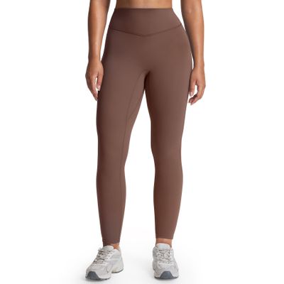 Aoxjox Womens Workout Leggings Metamorph Mid-Rise Hidden Scrunch Tummy Control Gym Training Yoga Pants 28.5" (Fudge Coffee, X-Small)