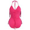 ABAFIP Women's Sequin Fringe Dance Bodysuit Halter V-Neck Sparkly Tassel Leotard Rave Festival Outfits Rose Large view 2