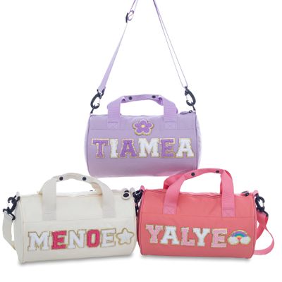 HVASITOP Personalized Sport Dance Gym Bag for Toddler,Travel Bag for Girls,Sewn on with Chenille Letters,Kids Christmas Gift